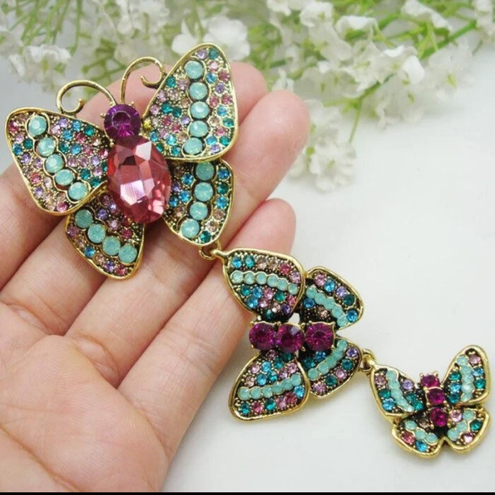 Elegant Multicolor Butterfly Broach
